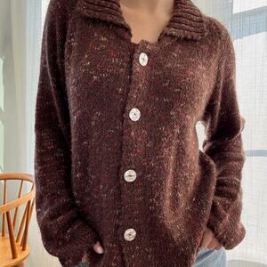 Vintage Wind River Women's Brown Heather Knit Cardigan Button Sweater Size M/L